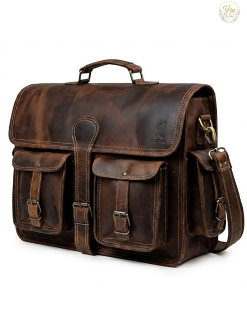 Handcrafted Hunter Buffalo Leather Messenger Bag 16" Laptop Crossbody Satchel